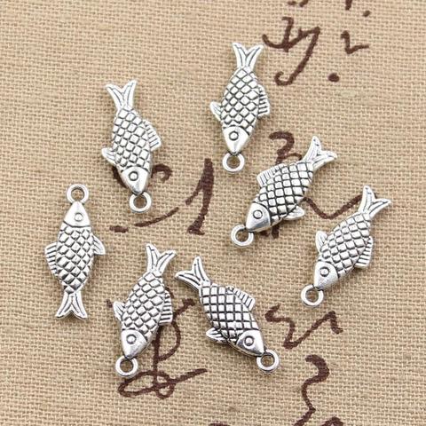 12pcs Charms Double Sided Fish 20x8mm Antique Making Pendant fit,Vintage Tibetan Bronze Silver color,DIY Handmade Jewelry ► Photo 1/2