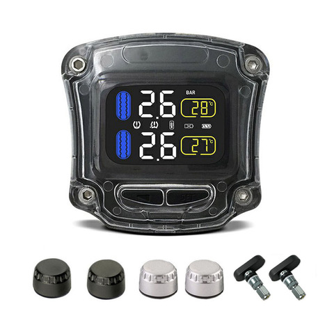 MOTO TPMS Motorcycle Motorbike LCD Screen Display Tire Pressure Monitoring System Support Real-Time And Temperature ► Photo 1/6