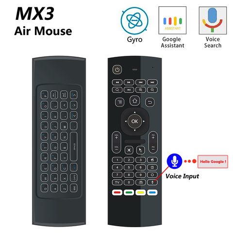 MX3 MX3-L Backlit Air Mouse T3 Smart Voice Remote Control 2.4G RF Wireless Keyboard For X96 mini KM9 A95X H96 MAX Android TV Box ► Photo 1/6
