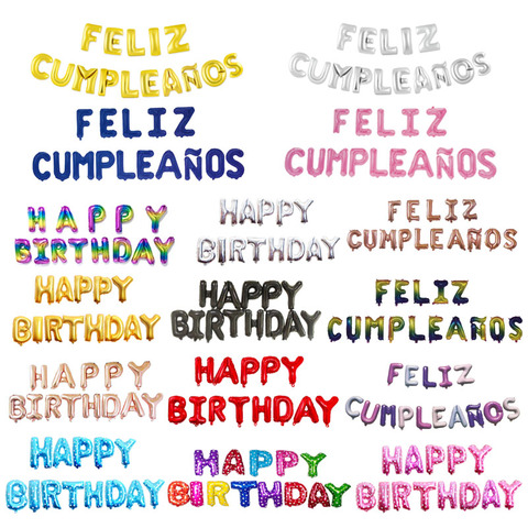 FELIZ CUMPLEANOS Letter Balloons Foil Spain Happy Birthday Alphabet balloon Birthday Party Decorations Kids Baby Shower balls ► Photo 1/6