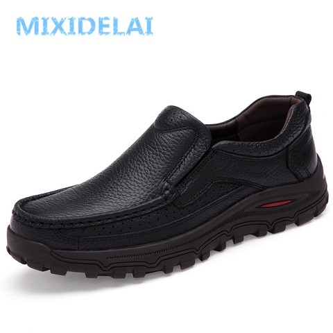 MIXIDELAI big size 38-48 mens dress italian leather shoes luxury brand mens loafers genuine leather formal loafers moccasins men ► Photo 1/6