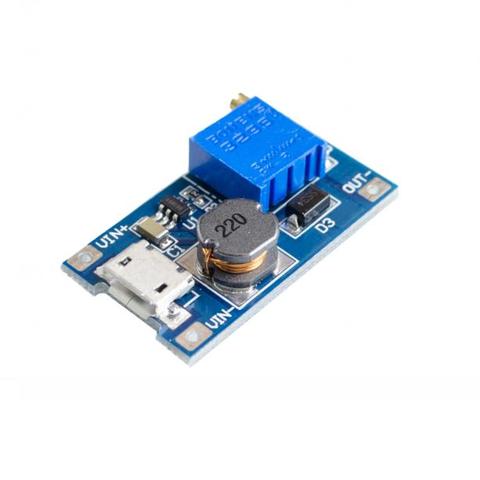 DC-DC Adjustable Boost Module 2A Boost Plate 2A Step Up Module with MICRO USB 2V - 24V to 5V 9V 12V 28V MT3608 LM2577 ► Photo 1/3