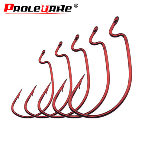 20Pcs Fishing Hooks Red Bloody Crank Offset Worm Hook Lure Soft Bait Texas Rig Fishhook Size 2#-5/0# High Carbon Steel PR-488 ► Photo 1/3
