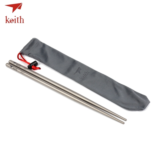 Keith Titanium Round Chopsticks Food Sticks Outdoor Travel Tableware For Camping Picnic Hiking Chinese Light Chopsticks Ti5620 ► Photo 1/6
