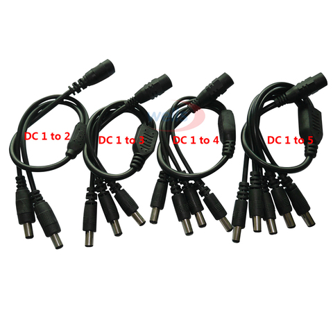 1pcs CCTV Security Camera 1 DC Female To 2/3/4/5 Male plug Power Cord adapter Connector Cable Splitter for  LED Strip ► Photo 1/6