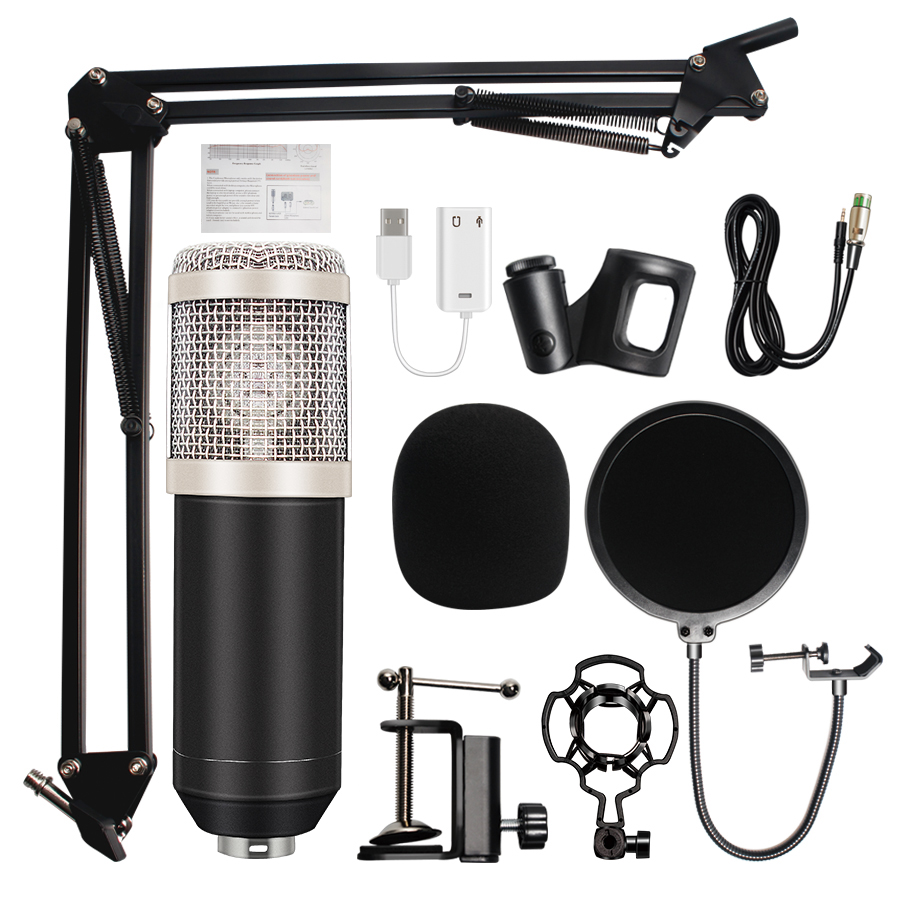 Kalaok BM800 Professional Suspension Microphone Kit Studio Live Stream Broadcasting Recording Condenser Microphone Set