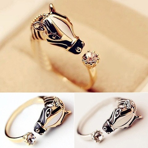 Cute Female Horse Open Ring Gold Color Wedding Animal Rings Promise Adjustable Engagement Rings For Women ► Photo 1/6