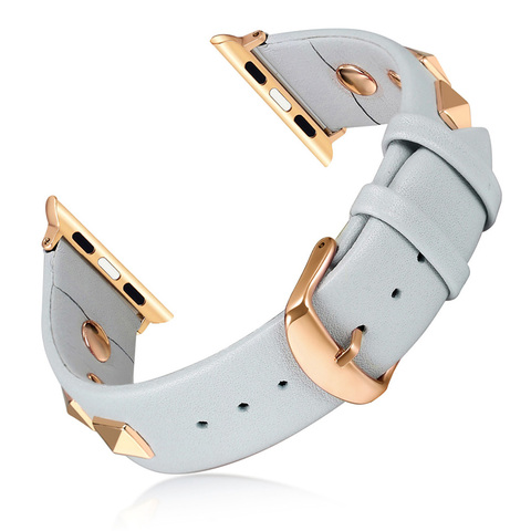 New Design Rivet Style Watchband for Apple Watch Band Series 6 SE 5 4 3 2 Bracelet Men/Women Leather Strap 40mm 44mm 38mm 42mm ► Photo 1/6