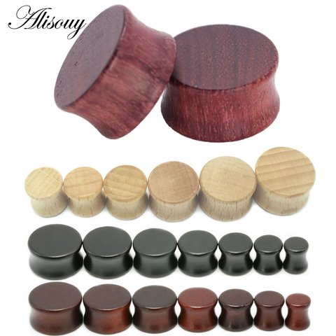 Alisouy 2PC Wood Plugs and Tunnels Ear Expander Plug Natural Wooden Gauges Ear Plugs Tunnels Flesh Tunnels Body Jewelry Piercing ► Photo 1/6