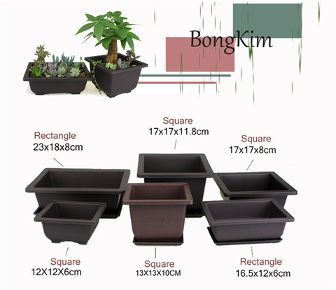 Flower Pot Imitation Plastic Balcony Square Plastic Pots Flower Bonsai Bowl Nursery Basin Planter Imitation Rectangle ► Photo 1/6