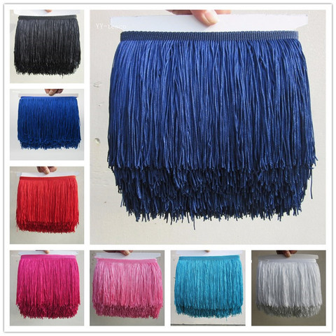 YY-tesco 1Yard 15cm Wide Lace Fringe Trim Tassel Fringe Trimming For Latin Dress Stage Clothes Accessories Lace Ribbon Tassel ► Photo 1/6