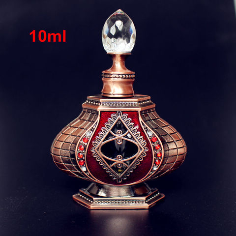 1PC 10ml Vintage Metal Perfume Bottle Retro Arab Style Essential Oil Bottle Antiqued Alloy Wedding Craft Gift ► Photo 1/6