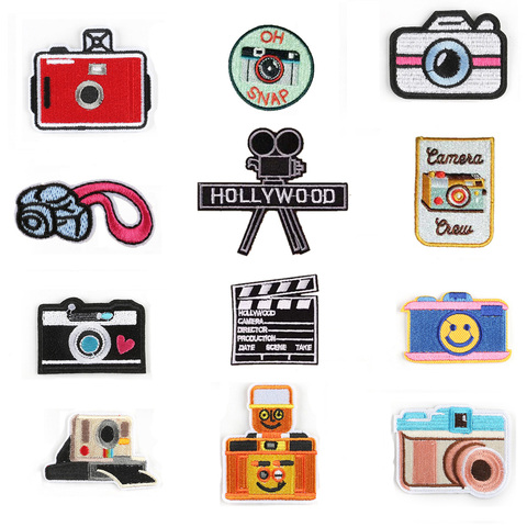 1 PCS Cartoon Camera Patches for Kids Clothes Iron on Appliques DIY Stripes Embroidery Stickers Sew on Vintage Stamp Badges -ZU8 ► Photo 1/2