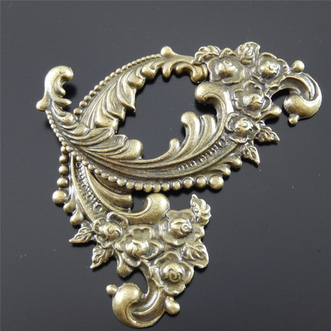 Wholesale 12pcs Antique Bronze Zinc Alloy  Lovely Flower Swirl Charms Necklace Pendants fashion jewelry finding 63x40*2mm 30666 ► Photo 1/6