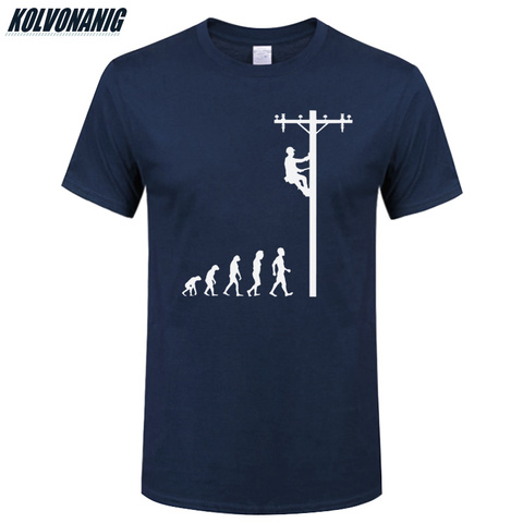 Human Evolution Of Lineman T Shirt Birthday Gift For Electrician Dad  Father Husband O-Neck Short Sleeve Cotton Men's T-Shirts ► Photo 1/6