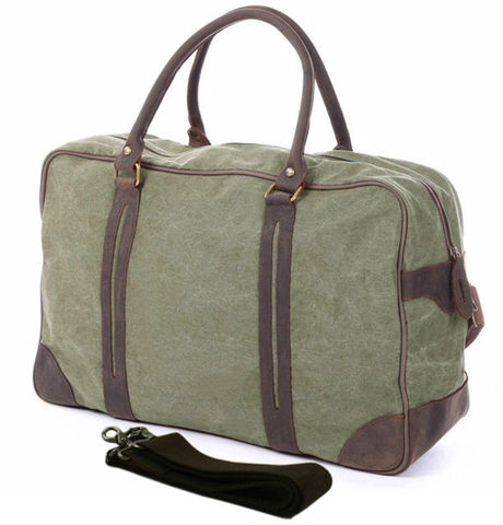 Vintage military Canvas Leather men travel bags Large Canvas men luggage bags Weekend duffel bags Overnight Bag tote Big ► Photo 1/1