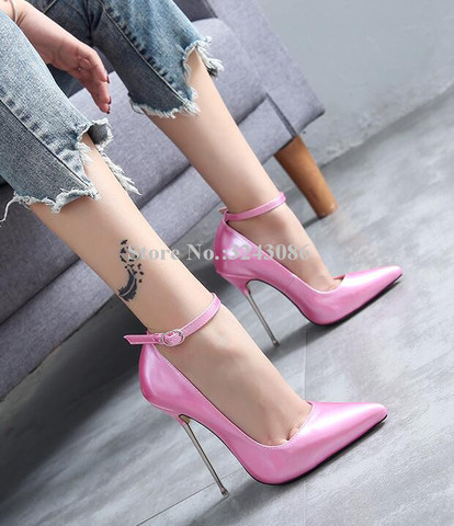 New Pointed Toe Patent Leather Stiletto Ladies Pumps Sexy 13cm Metal Heel Female Single Shoes Woman Party High Heels Shoes ► Photo 1/6