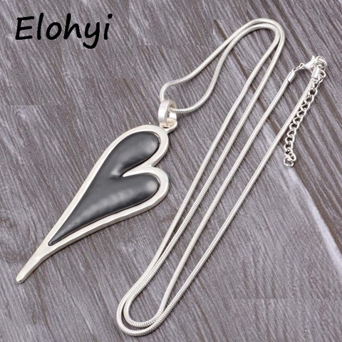 ELOYHI Big Heart Double Color Plate Long Snake Chain Pendants Sweater Chain Top Quality For Women Trendy Neckalce&Pendants Gift ► Photo 1/6