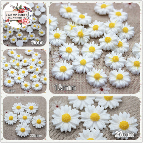 9/13/16/22/26mm white daisy flower resin flatback cabochon DIY jewelry phone decoration No Hole ► Photo 1/4