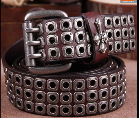 Free Shipping,Top new natural 100% cow leather buckle belt.brand genuine leather fashion vintage rivet belts,self-defense tool ► Photo 1/3