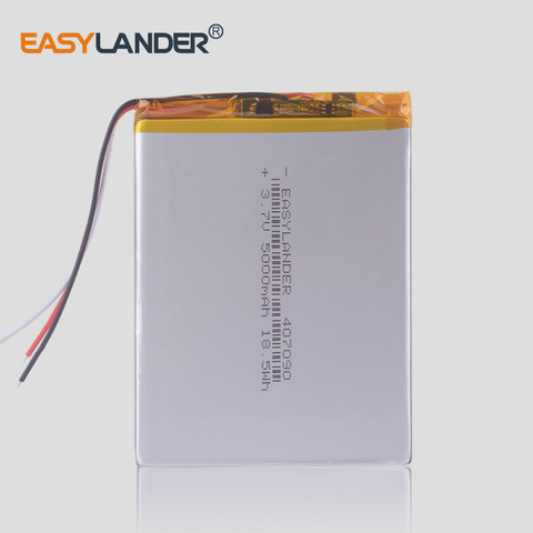 3.7V 5000mAh 407090 polymer lithium ion battery rechargeable batteries for tablet pc 7 inch Tablet PC 3wires ► Photo 1/3