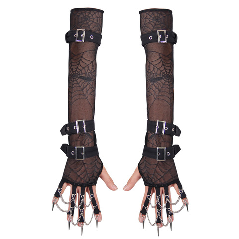 Devil Fashion Gothic Black Elastic Mesh Arm Sleeves Gloves Punk Winter Sexy Warm Women Arm Gloves ► Photo 1/6