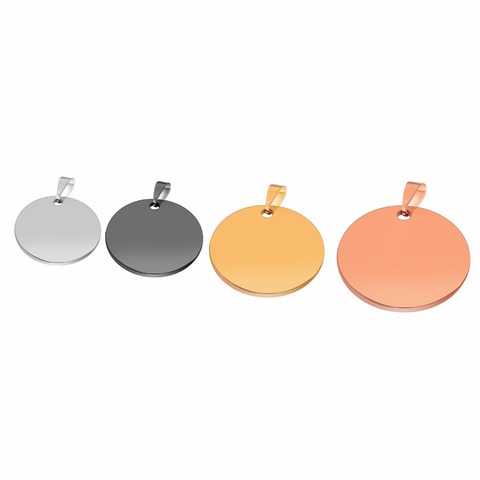 10 pcs Stainless Steel Round ID Dog Tags 4 Colors Quality Tag ID Jewelry 4 size ► Photo 1/2