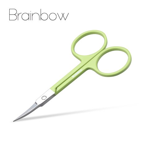 Brainbow 1pc Stainless Steel Makeup Scissor Eyebrow Eyelashes Nose Hair Trim Scissor Sharp Ponit Curve Tip Small Eyebrow Scissor ► Photo 1/6