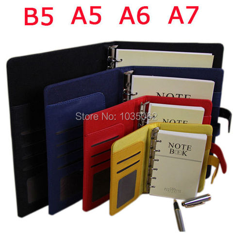 functional A7 A6 A5 B5 business handmade PU leather notebook lined spiral paper hardcover diary journals red black yellow blue ► Photo 1/6