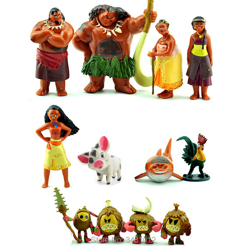 12pcs/lot Moana Maui Chief Tui Sina PVC Action Figures Gramma Tala Heihei Statue Anime Figurines Dolls Kids Toys for Children ► Photo 1/6