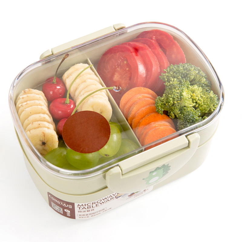 1Pc Food Box Double-ear Fruit Lunch Container Food Storage for Picnic
