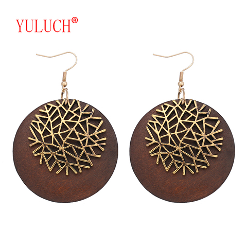 YULUCH Vintage African Ethnic Woman Earrings New Design Accessories for Wooden Round Zinc Alloy Snowflake Pendant Gift ► Photo 1/5