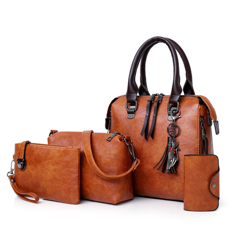 New 4pcs/Set High Quality Ladies Handbags Female PU Leather Shoulder Messenger Bags Women Composite Bags Tote Bag bolsa feminina ► Photo 1/6
