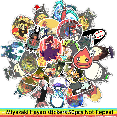 50pcs Stickers Miyazaki Hayao Anime Sticker My Neighbor Totoro/Spirited Away for Skateboard Laptop Bicycle Waterproof Decals ► Photo 1/6