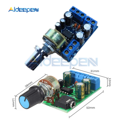 TDA2822 TDA2822M 2.0 Channel Stereo Audio Power Amplifier Board DC 1.8-12V Mini AUX Audio Amplifier Module With Potentiometer ► Photo 1/6