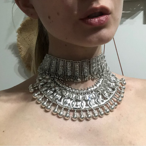 Ztech New Hot Boho Vintage Collar Necklace Jewelry Sets 2022 Fashion Multilayer Big Choker Necklaces Earrings Set Women Bijoux ► Photo 1/5