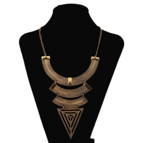 LZHLQ Ethnic Geometric Triangle Maxi Necklace Ancient Retro Exaggerated Accessories Jewelry For Women Wholesale ► Photo 1/6