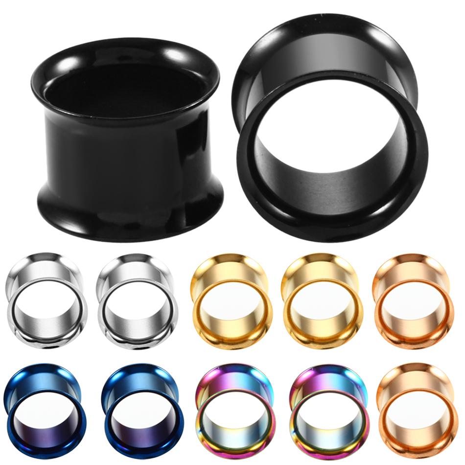 1 Pair Flared Stainless Steel Hollow Ear Expander Tunnel Stretchers Plugs Chic 