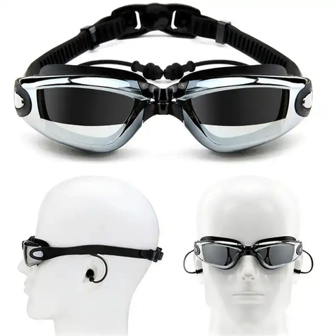 Myopia Swimming Goggles Earplug Professional Adult Silicone Swim Cap Pool Glasses anti fog Men Women Optical waterproof Eyewear ► Photo 1/6