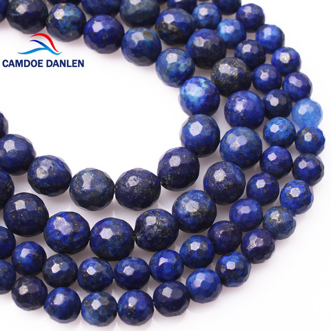 CAMDOE DANLE Natural Stone Beads Faceted Lapis Lazuli Round Loose Beads 4 6 8 10 12MM Diy parts Beads For Jewelry Making ► Photo 1/5