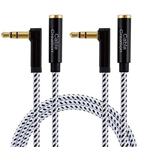 Aux Cable, CableCreation [2-Pack] 90 Degree Right Angle 3.5mm Male to Female Stereo Audio Extension Cable ► Photo 1/6