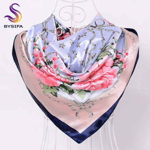 [BYSIFA] China Silk Scarf Shawl For Women 2016 Winter Peony Chain Design Large Square Scarves Wraps Spring Autumn Head Scarves ► Photo 1/5