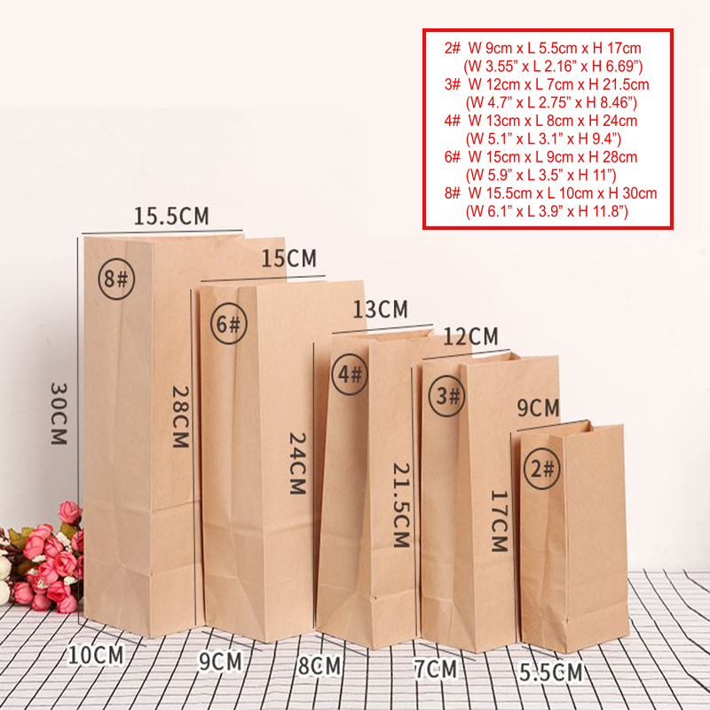 50Pcs Gift Box Kraft Paper Cookie Packaging Envelope Biscuit Storage Brown Bags 