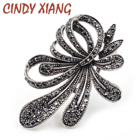 CINDY XIANG Rhinestone Black Flower Brooches for Women Vintage Antique Brooch Pin Elegant Exquisite Broches New Year Gift ► Photo 1/6