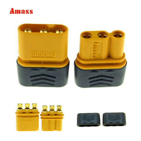 5pair/lot Amass Upgrated of XT30 Connector MR30 Connector Plug Female and Male Connector Plugs Gold Plated For RC Parts 20% off ► Photo 1/6