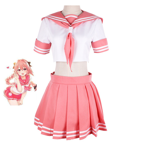 Fate/Grand Order Fate Apocrypha Rider Astolfo Cosplay JK School Uniform Sailor Suit Women Fancy Outfit Anime Halloween Costume ► Photo 1/6