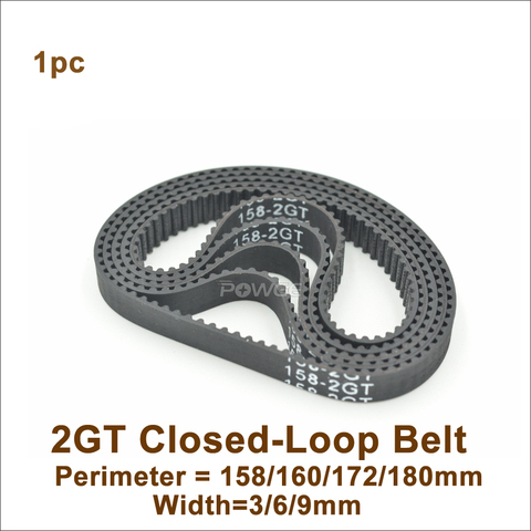 POWGE 158/160/166/170/172/176/180 GT2 Timing Belt W=3/6/9mm 2GT Closed-Loop Synchronous Belt 158-2GT 172-2GT 180-2GT ► Photo 1/6