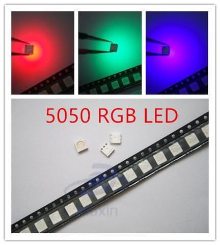 100pcs SMD 5050 RGB Chip LED PLCC-6 smd5050 LED Tricolor 60mA DC 2V Red Green Blue LED Light Emitting Diode Lamp PCB SMT Beads ► Photo 1/4