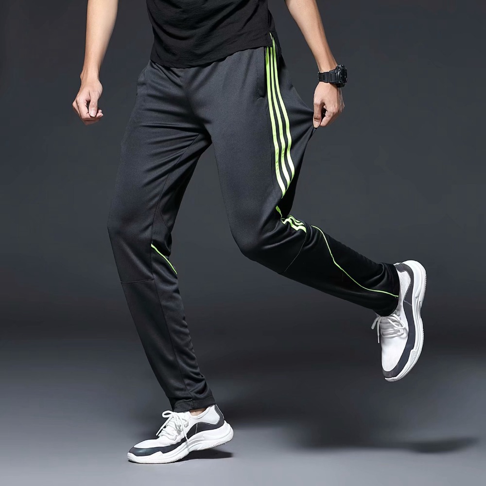Men Sports Sweat Pants Zipper Pockets Athletic Training Gym Jogging Trousers 