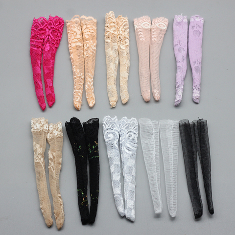 Random 3 Pcs/lot Colourful Lace Socks Mixed Style Long Stockings Daily Casual Wear Clothes For 1/6 Barbies Doll Accessories ► Photo 1/6